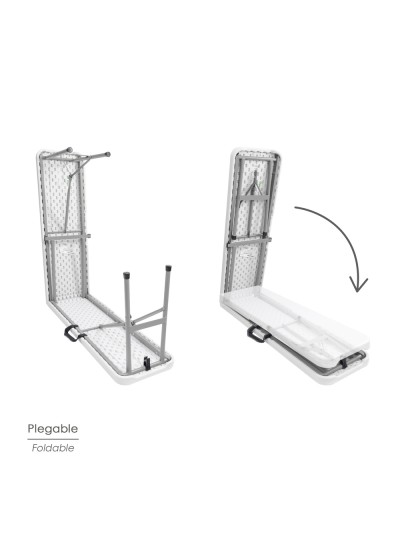 Banco Plegable Multifuncional, Portatil, Resistente,Multiusos 183x28x44 cm. Color Blanco