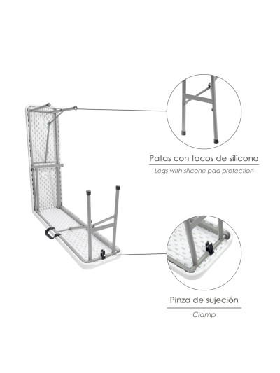 Banco Plegable Multifuncional, Portatil, Resistente,Multiusos 183x28x44 cm. Color Blanco