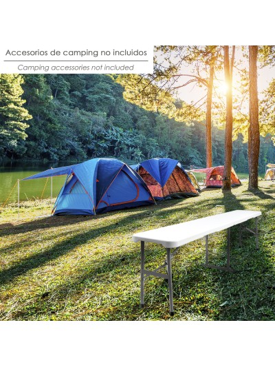 Banco Plegable Multifuncional, Portatil, Resistente,Multiusos 183x28x44 cm. Color Blanco