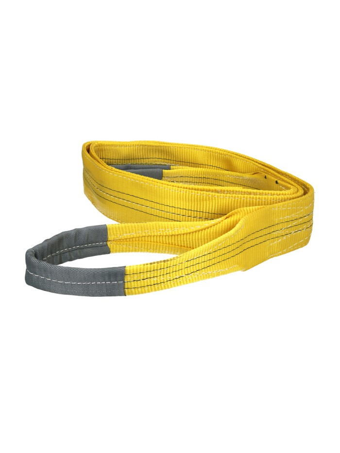 Eslinga Plana Doble Banda 3.000 Kg. Factor Seguridad 7:1, Longitud: 4 Metros Ancho 9 cm. 100% Poliester. Color Amarilla