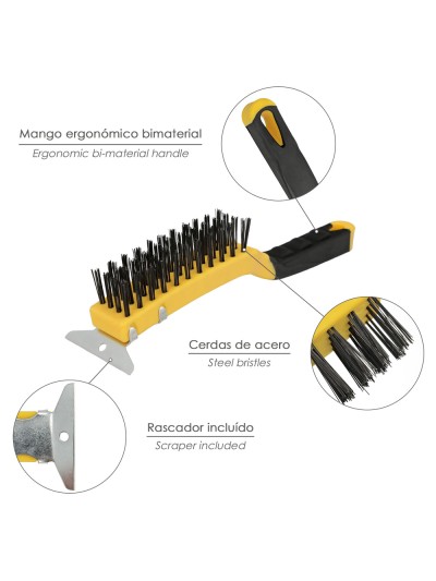 Cepillo Manual Acero Soldador Con Rascador, Mango de plástico, Cepillo Soldaduras, Cepillo Taller