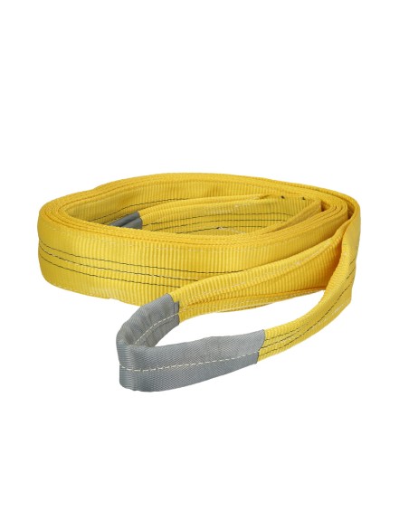 Eslinga Plana Doble Banda 3.000 Kg. Factor Seguridad 7:1, Longitud: 6 Metros Ancho 9 cm. 100% Poliester. Color Amarilla