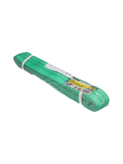 Eslinga Plana Doble Banda 2.000 Kg. Factor Seguridad 7:1, Longitud: 4 Metros Ancho 6 cm. 100% Poliester. Color Verde