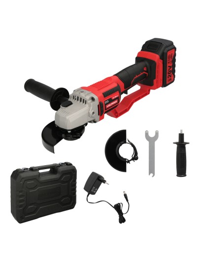 Amoladora A Bateria 20 Volt. Con Bateria 4.0 Ah. Ø 115 mm. 7.000 R.P.M. Mango 3 Posiciones Eje M14 Protector Disco Ajustable