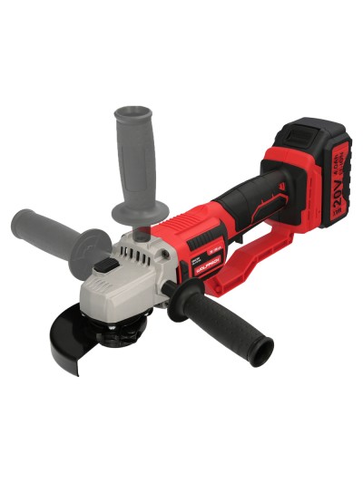 Amoladora A Bateria 20 Volt. Con Bateria 4.0 Ah. Ø 115 mm. 7.000 R.P.M. Mango 3 Posiciones Eje M14 Protector Disco Ajustable