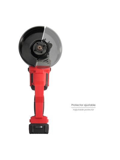 Amoladora A Bateria 20 Volt. Con Bateria 4.0 Ah. Ø 115 mm. 7.000 R.P.M. Mango 3 Posiciones Eje M14 Protector Disco Ajustable