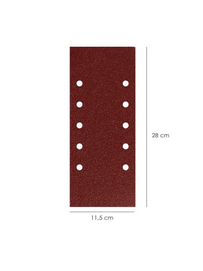 Lija Recambio Con Velcro 115x280 mm. con Agujeros Grano  180 (10 Piezas)
