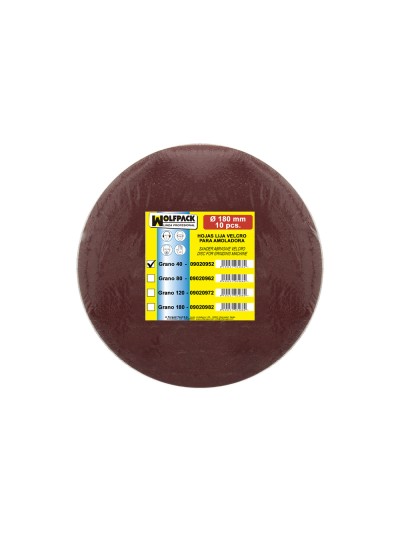 Lija Recambio Velcro Amoladora Ø 180 mm. Grano  40 (10 Piezas)
