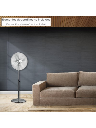 Ventilador Pie Ø 44,5 cm. Altura 130 cm. 60 watt. Ventilador oscilante. Ventilador Pie silencioso. Circulador de aire.