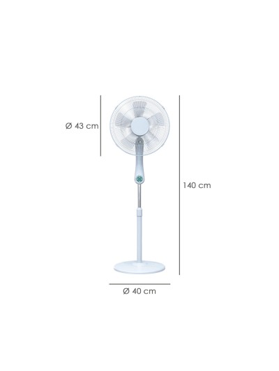 Ventilador Suelo Silencioso Con Mando. Ø 43 cm. Altura 140cm. 55 watt. 55 watt. Ventilador programable. Ventilador oscilante.