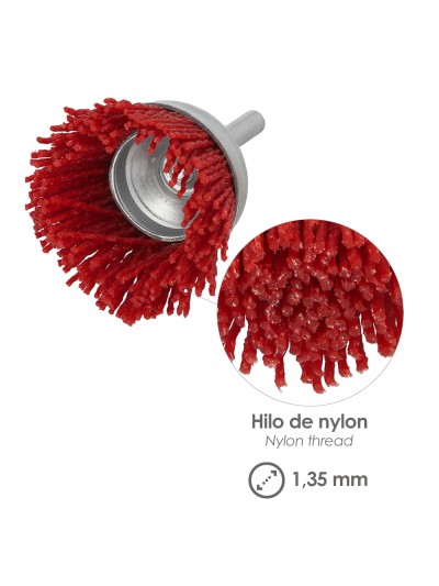 Cepillo Nylon Taza Ø 50 mm. 1/4". Cepillo De Lijado Nailon. Cepillo Para Taladro De Nailon, Cepillo De Alambre Abrasivo De Nylon