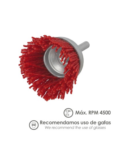 Cepillo Nylon Taza Ø 75 m. 1/4". Cepillo De Lijado Nailon. Cepillo Para Taladro De Nailon, Cepillo De Alambre Abrasivo De Nailon