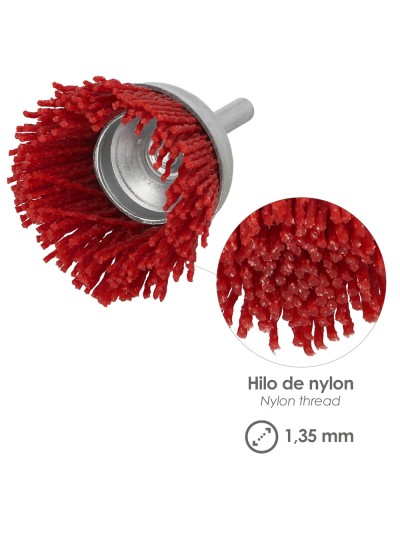 Cepillo Nylon Taza Ø 75 m. 1/4". Cepillo De Lijado Nailon. Cepillo Para Taladro De Nailon, Cepillo De Alambre Abrasivo De Nailon