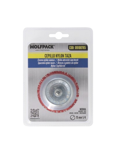 Cepillo Nylon Taza Ø 75 m. 1/4". Cepillo De Lijado Nailon. Cepillo Para Taladro De Nailon, Cepillo De Alambre Abrasivo De Nailon