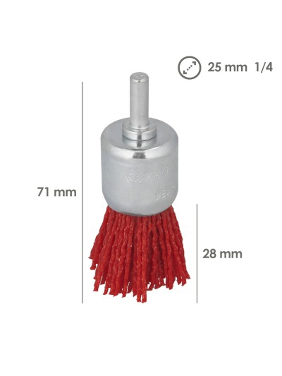 Cepillo Nylon Brocha Ø 25 mm. Cepillo De Lijado Nailon. Cepillo Para Taladro De Nailon, Cepillo De Alambre Abrasivo De Nailon
