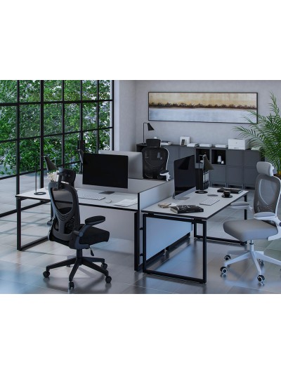 Silla q-connect ergonomica pal ermo malla base nylon alt max 1300 anc 610 prof 600 ruedas premium color blanco gris