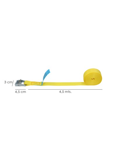 Cinta De Amarre Con Trinquete 4,5 metros x 25 mm.(2 Unidades) Trinquete Metalico Automatico, Cincha, Eslinga, Correa Sujeción