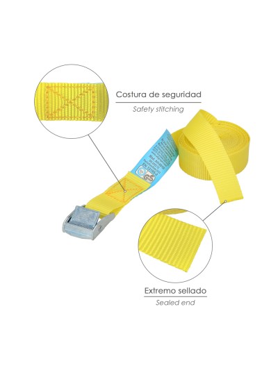 Cinta De Amarre Con Trinquete 4,5 metros x 25 mm.(2 Unidades) Trinquete Metalico Automatico, Cincha, Eslinga, Correa Sujeción