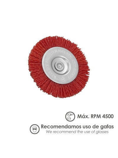 Cepillo Nylon Disco Ø 75 mm. 1/4". Lijar y Pulir Madera, Metal, Acero Inoxidable, Cepillo Taladro, Cepillo Pulir, Cepillo Lijar