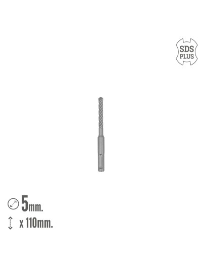 Broca Sds Plus 8 Filos Cortantes Especial Para Hormigon Armado Ø 5 x 110 mm. Broca Paredes, Broca Cimientos, Broca Muros