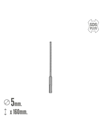 Broca Sds Plus 8 Filos Cortantes Especial Para Hormigon Armado Ø 5 x 160 mm. Broca Paredes, Broca Cimientos, Broca Muros