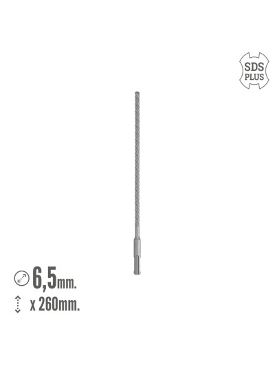 Broca Sds Plus 8 Filos Cortantes Especial Para Hormigon Armado Ø 6,5 x 260 mm. Broca Paredes, Broca Cimientos, Broca Muros