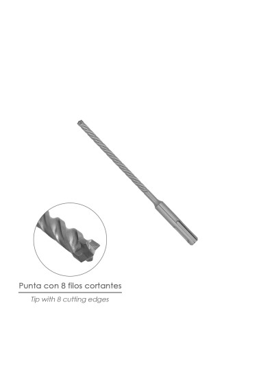 Broca Sds Plus 8 Filos Cortantes Especial Para Hormigon Armado Ø 10 x 160 mm. Broca Paredes, Broca Cimientos, Broca Muros