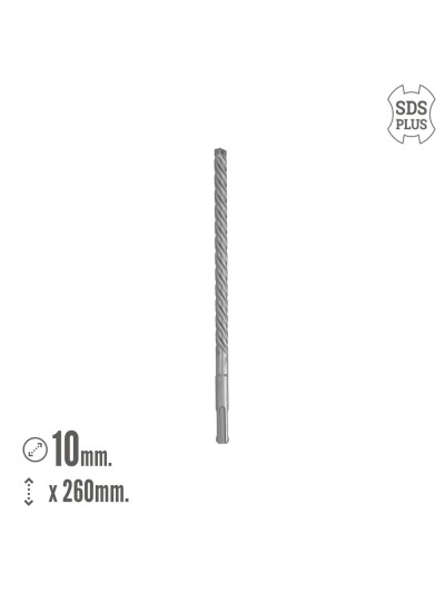 Broca Sds Plus 8 Filos Cortantes Especial Para Hormigon Armado Ø 10 x 260 mm. Broca Paredes, Broca Cimientos, Broca Muros