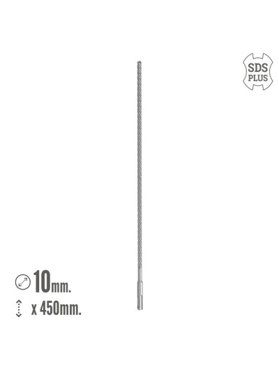 Broca Sds Plus 8 Filos Cortantes Especial Para Hormigon Armado Ø 10 x 450 mm. Broca Paredes, Broca Cimientos, Broca Muros
