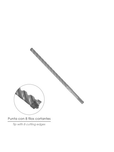 Broca Sds Plus 8 Filos Cortantes Especial Para Hormigon Armado Ø 14 x 260 mm. Broca Paredes, Broca Cimientos, Broca Muros