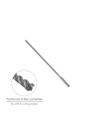 Broca Sds Plus 8 Filos Cortantes Especial Para Hormigon Armado Ø 8 x 260 mm. Broca Paredes, Broca Cimientos, Broca Muros