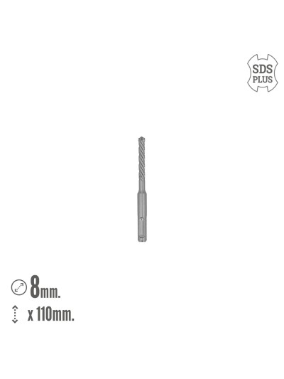 Broca Sds Plus 8 Filos Cortantes Especial Para Hormigon Armado Ø 8 x 110 mm. Broca Paredes, Broca Cimientos, Broca Muros