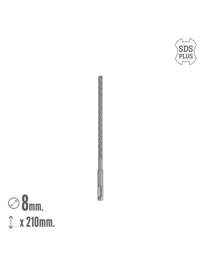 Broca Sds Plus 8 Filos Cortantes Especial Para Hormigon Armado Ø 8 x 210 mm. Broca Paredes, Broca Cimientos, Broca Muros