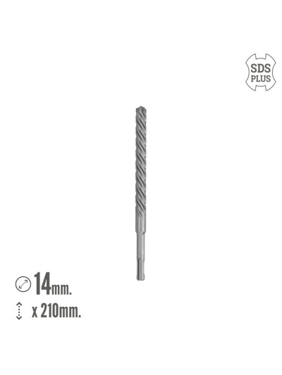 Broca Sds Plus 8 Filos Cortantes Especial Para Hormigon Armado Ø 14 x 210 mm. Broca Paredes, Broca Cimientos, Broca Muros