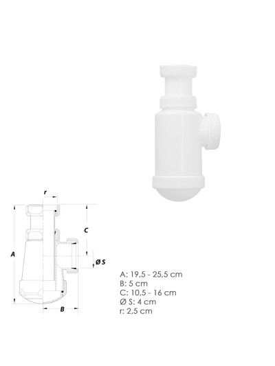 Sifon Botella Extensible  1 1/2  Tuerca Loca