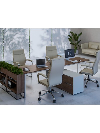 Silla q-connect escritorio mod ena simil piel base metalica alt max 1050 anc 630 prof 650 color gris
