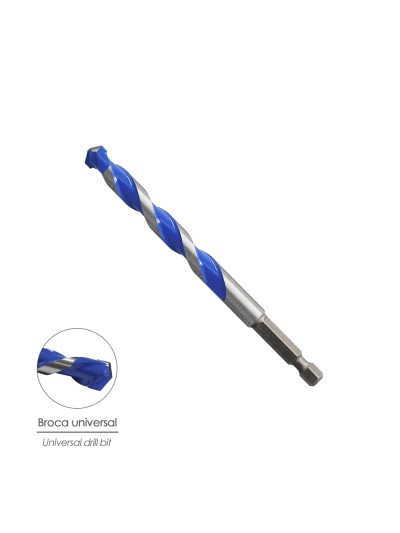 Broca Universal Hexagonal  Ø 4,0 mm. (Blister 1 Pieza) Broca Azulejos, Cerámica, Mármol, Hormigón, Metal, Madera, Plástico