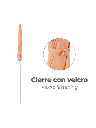 Sombrilla Playa Acero / Poliester Ø 160 cm. Naranja . Varillas Fibra De Vidrio.