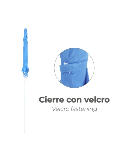 Sombrilla Playa Acero / Poliester Ø 180 cm. Azul. Varillas Fibra De Vidrio.