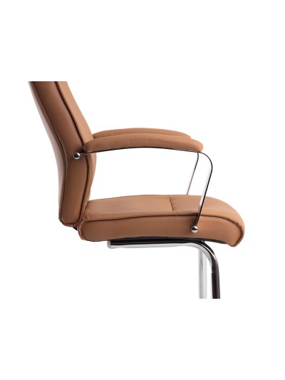 Silla q-connect escritorio mod ena simil piel base metalica alt max 1050 anc 630 prof 650 color crema