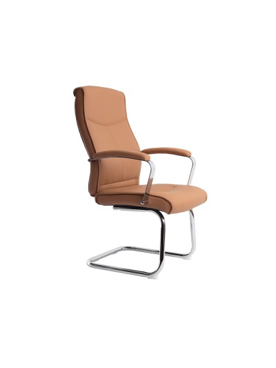Silla q-connect escritorio mod ena simil piel base metalica alt max 1050 anc 630 prof 650 color crema
