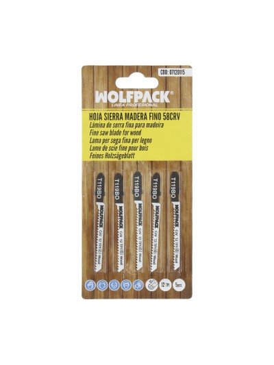 Hojas Sierra Calar Para Madera Corte Fino 5 Piezas. Hoja Cromo Vanadio 58. Vastago T Universal