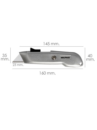 Cutter Autoretractil Con Hoja Acero Sk5 Carcasa De Aluminio Diseño Ergonomico, Cuchillo Seguridad, Cutters Seguridad,
