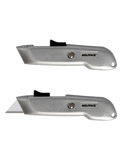 Cutter Autoretractil Con Hoja Acero Sk5 Carcasa De Aluminio Diseño Ergonomico, Cuchillo Seguridad, Cutters Seguridad,
