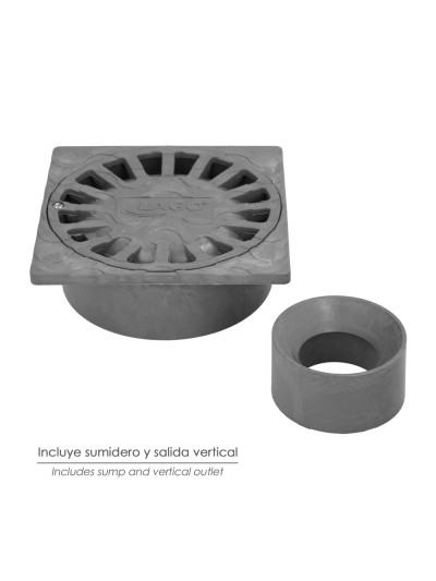 Sumidero Sifónico Pvc  25x25 cm. Salida De Ø 90 / 110 mm. desagüe, Desaguadero, Tragadero, Alcantarilla,