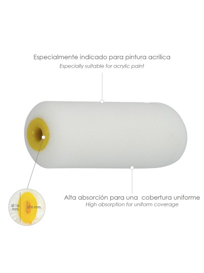 Rodillo Espuma Recambio Para Esmalte Acrilico 100 mm.  Set 10 Rodillos. Rodillo Espuma, Rodillo Pintura Acrilica