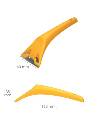 Rascavidrios Plastico Amarillo Hoja 60 mm. Rasqueta Vitroceramica, Rascador Vidrio, Rascador Vitroceramica,