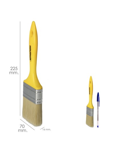 Paletina Profesional Cerda Blanca Ancho 70 mm. Cerdas Naturales Mango Plastico Ergonomico, Brocha Pintor, Pincel Pintura