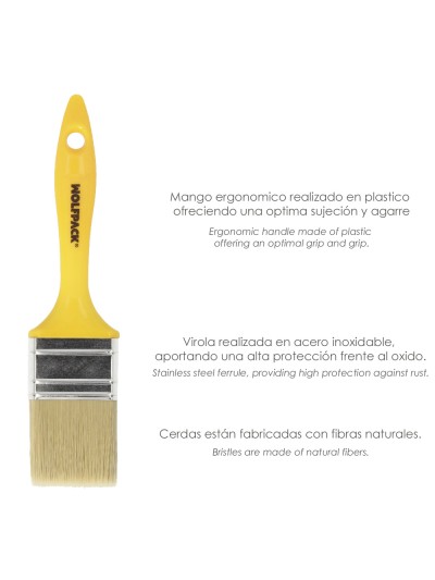 Paletina Profesional Cerda Blanca Ancho 70 mm. Cerdas Naturales Mango Plastico Ergonomico, Brocha Pintor, Pincel Pintura