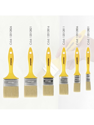 Paletina Profesional Cerda Blanca Ancho 70 mm. Cerdas Naturales Mango Plastico Ergonomico, Brocha Pintor, Pincel Pintura